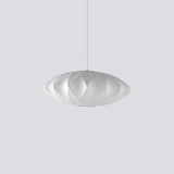 Modern Bubble Mulberry Silk Pendant Light Geometric Mid Century Minimalist Hanging Lamp for Living Room