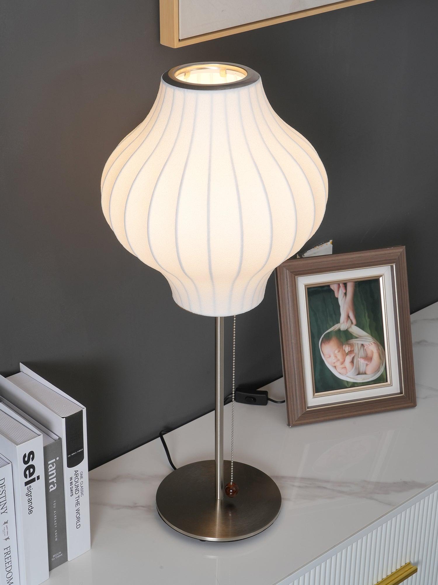 Mid Century Modern Nelson Inspired Accent Table Lamp with White Polymer Shade