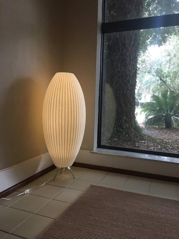 Modern Tripod Accent Table Lamp with White Polymer Bubble Shade for Elegant Interior Lighting