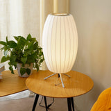 Modern Tripod Accent Table Lamp with White Polymer Bubble Shade for Elegant Interior Lighting