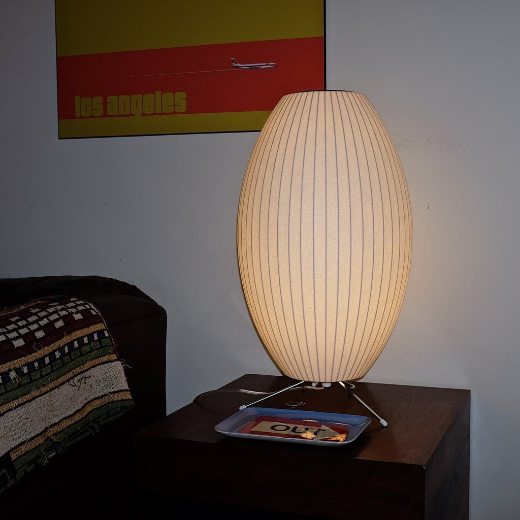 Modern Tripod Accent Table Lamp with White Polymer Bubble Shade for Elegant Interior Lighting