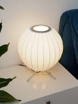 Modern Tripod Accent Table Lamp with White Polymer Bubble Shade for Elegant Interior Lighting