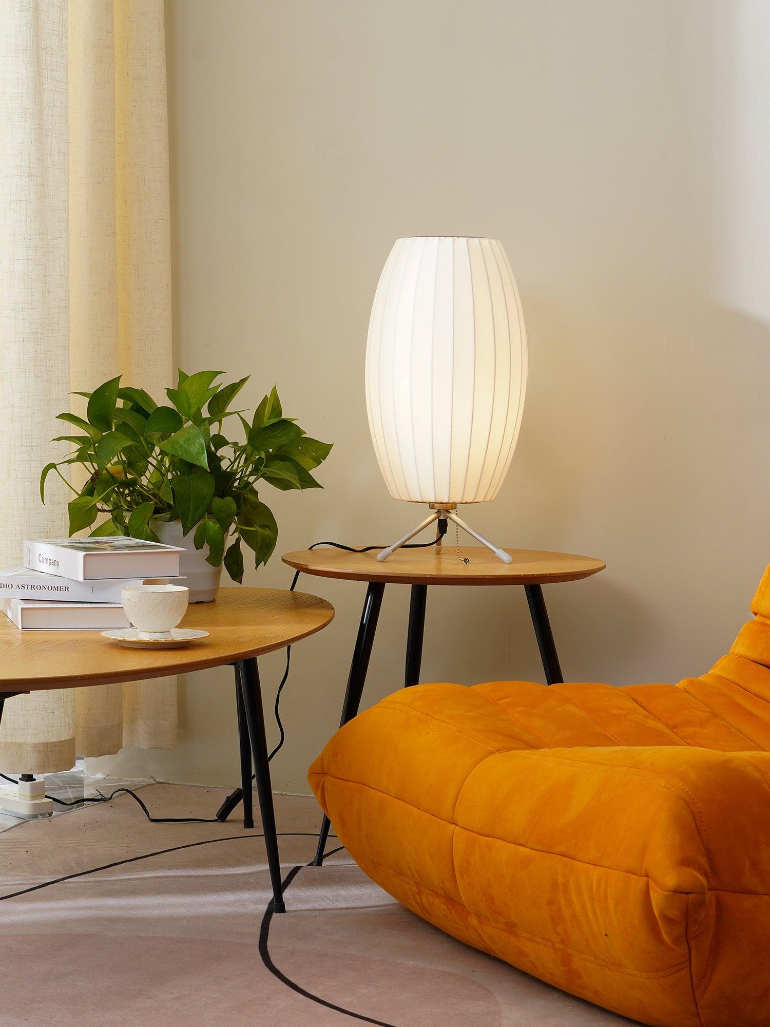 Modern Tripod Accent Table Lamp with White Polymer Bubble Shade for Elegant Interior Lighting