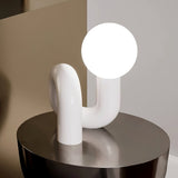 Modern Resin N Shape Table Lamp with Glass Globe for Creative Bedside and Office Lighting