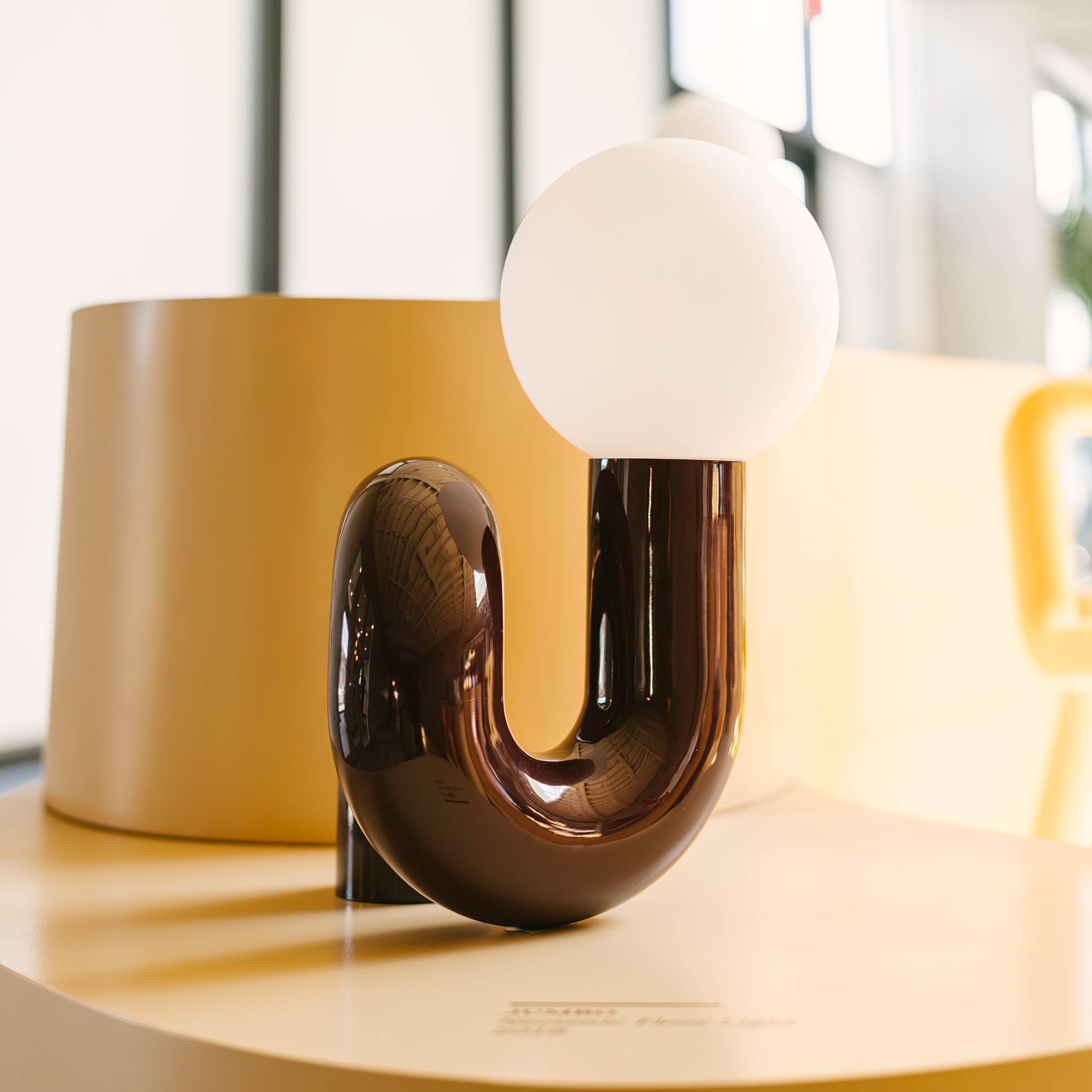 Modern Resin N Shape Table Lamp with Glass Globe for Creative Bedside and Office Lighting