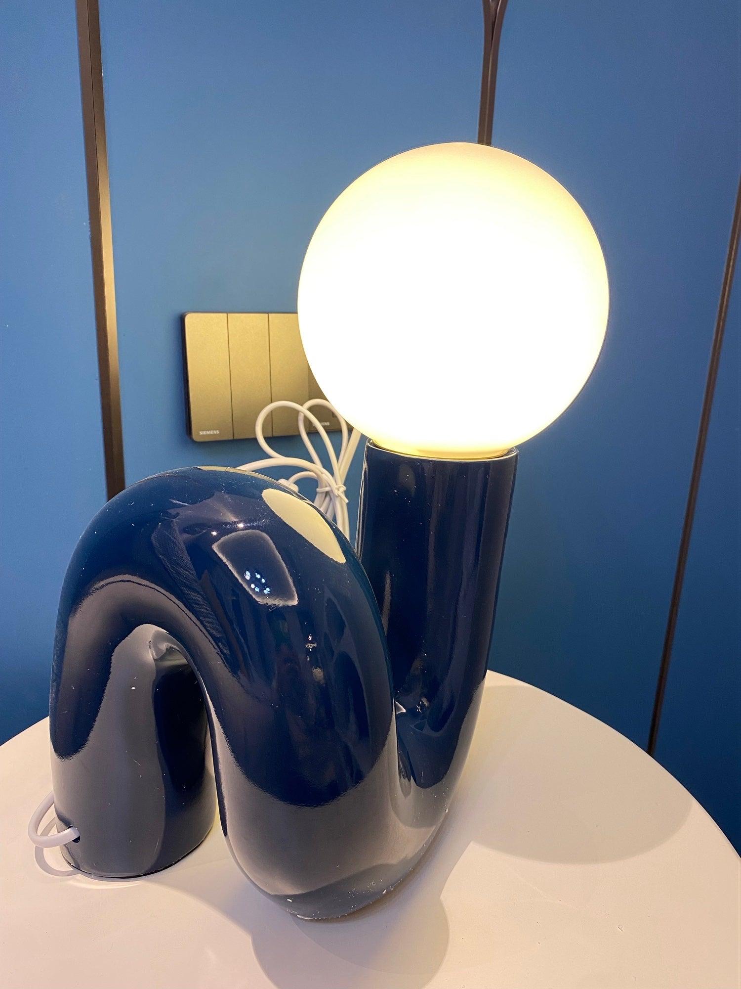 Modern Resin N Shape Table Lamp with Glass Globe for Creative Bedside and Office Lighting