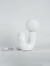 Modern Resin N Shape Table Lamp with Glass Globe for Creative Bedside and Office Lighting