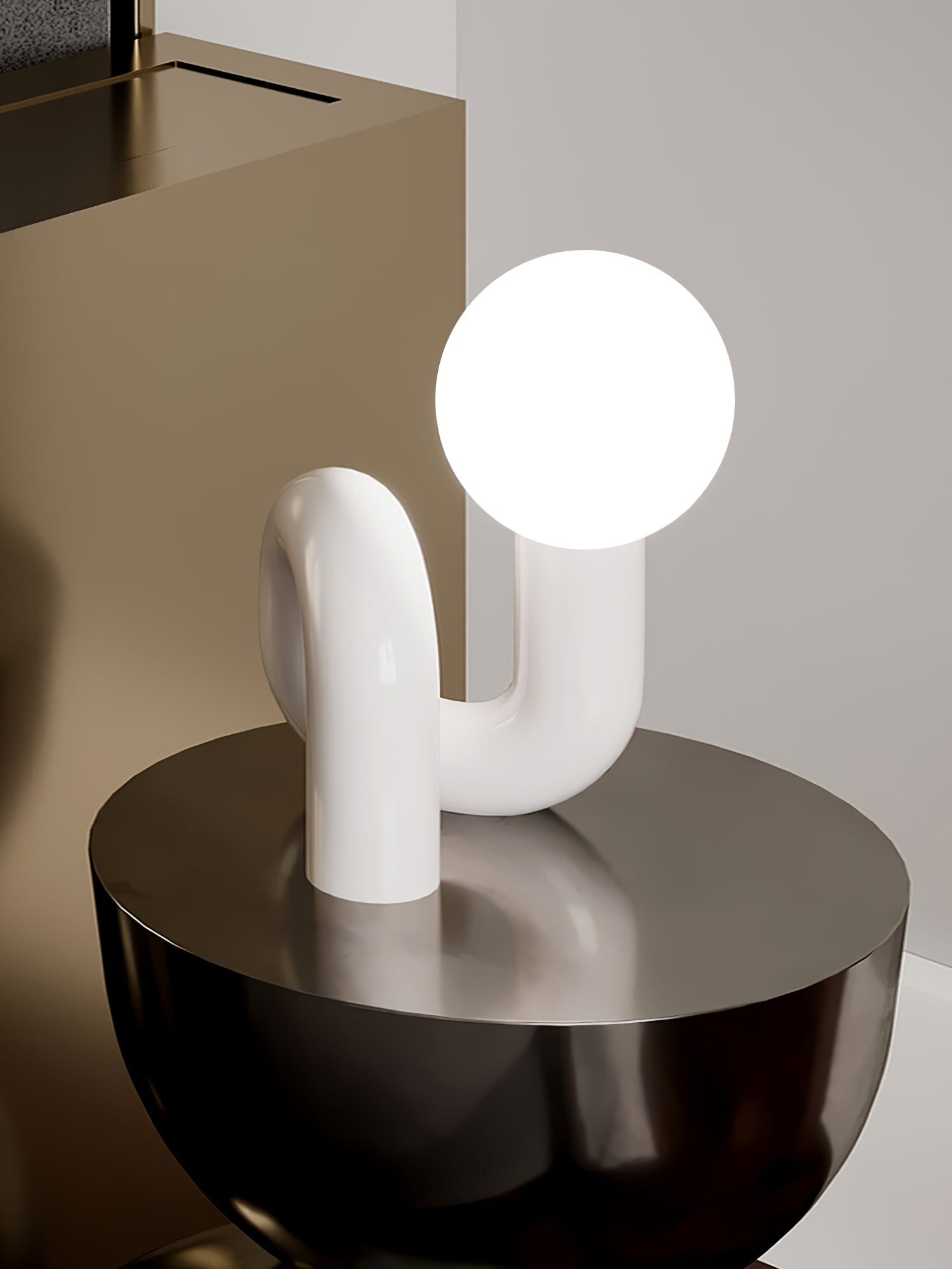 Modern Resin N Shape Table Lamp with Glass Globe for Creative Bedside and Office Lighting