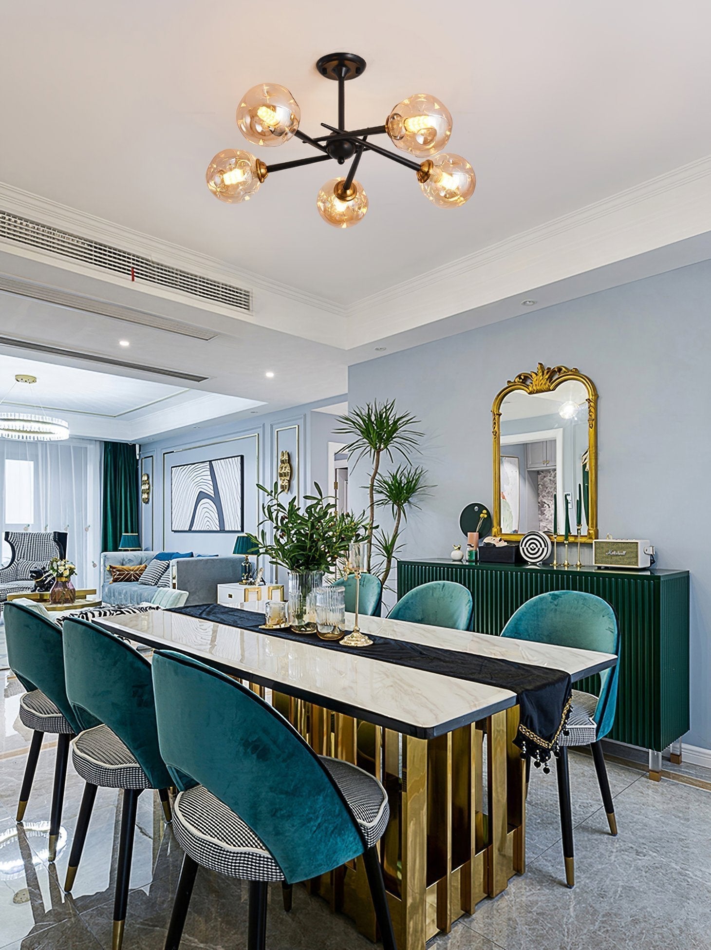 modern-handcrafted-glass-pendant-light-smoke-gray-amber-chandelier-for-dining-room