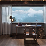 Modern Nest Wooden Floor Lamp Standing Light with Integrated LED and Organic Shades