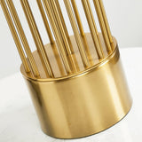 Modern Nettle Gold Metal Table Lamp with White Fabric Drum Shade for Living Room and Bedroom