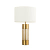 Modern Nettle Gold Metal Table Lamp with White Fabric Drum Shade for Living Room and Bedroom