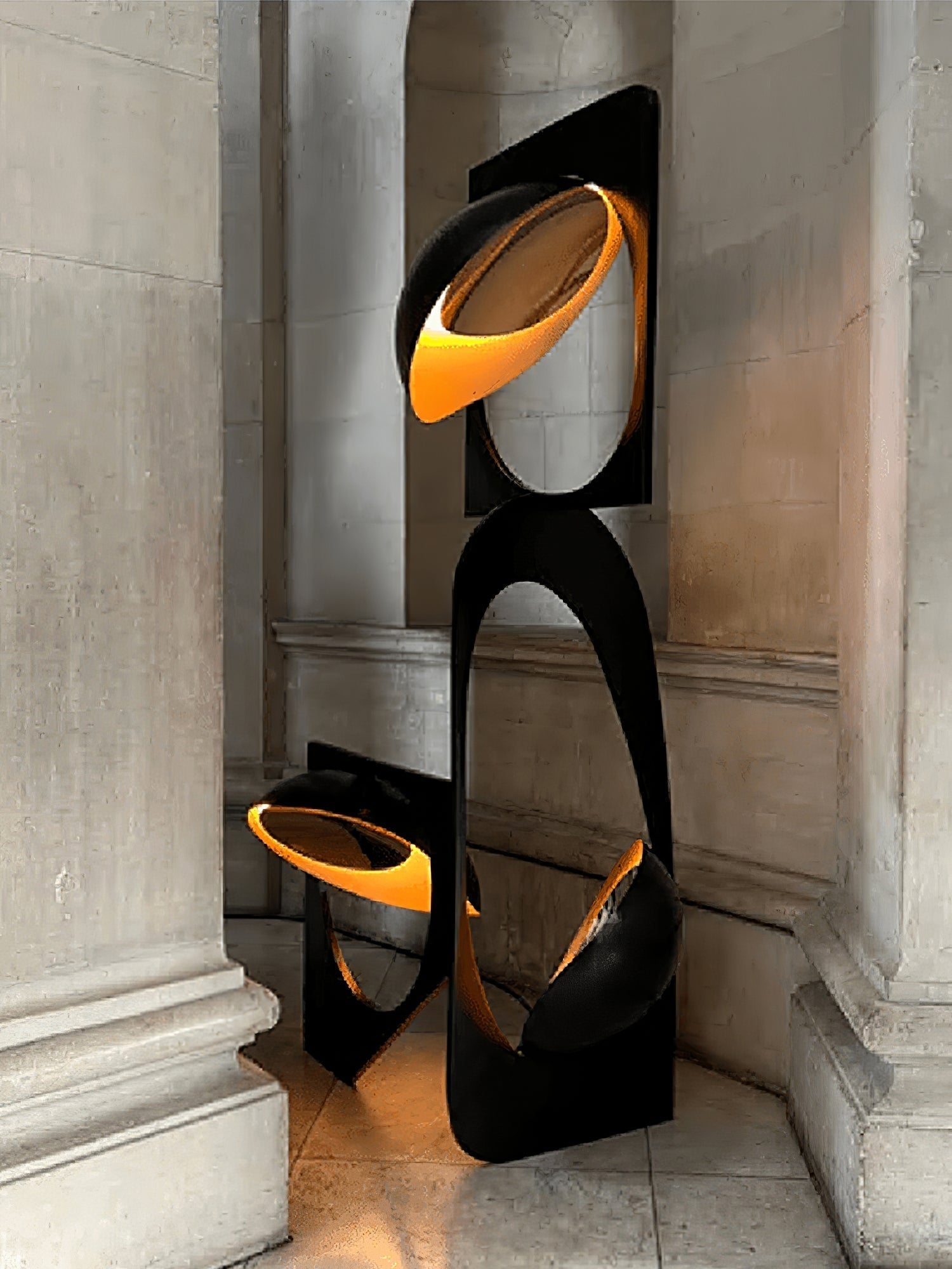 Modern Abstract Geometric LED Sculpture Floor Lamp Artistic Standing Light for Living Room