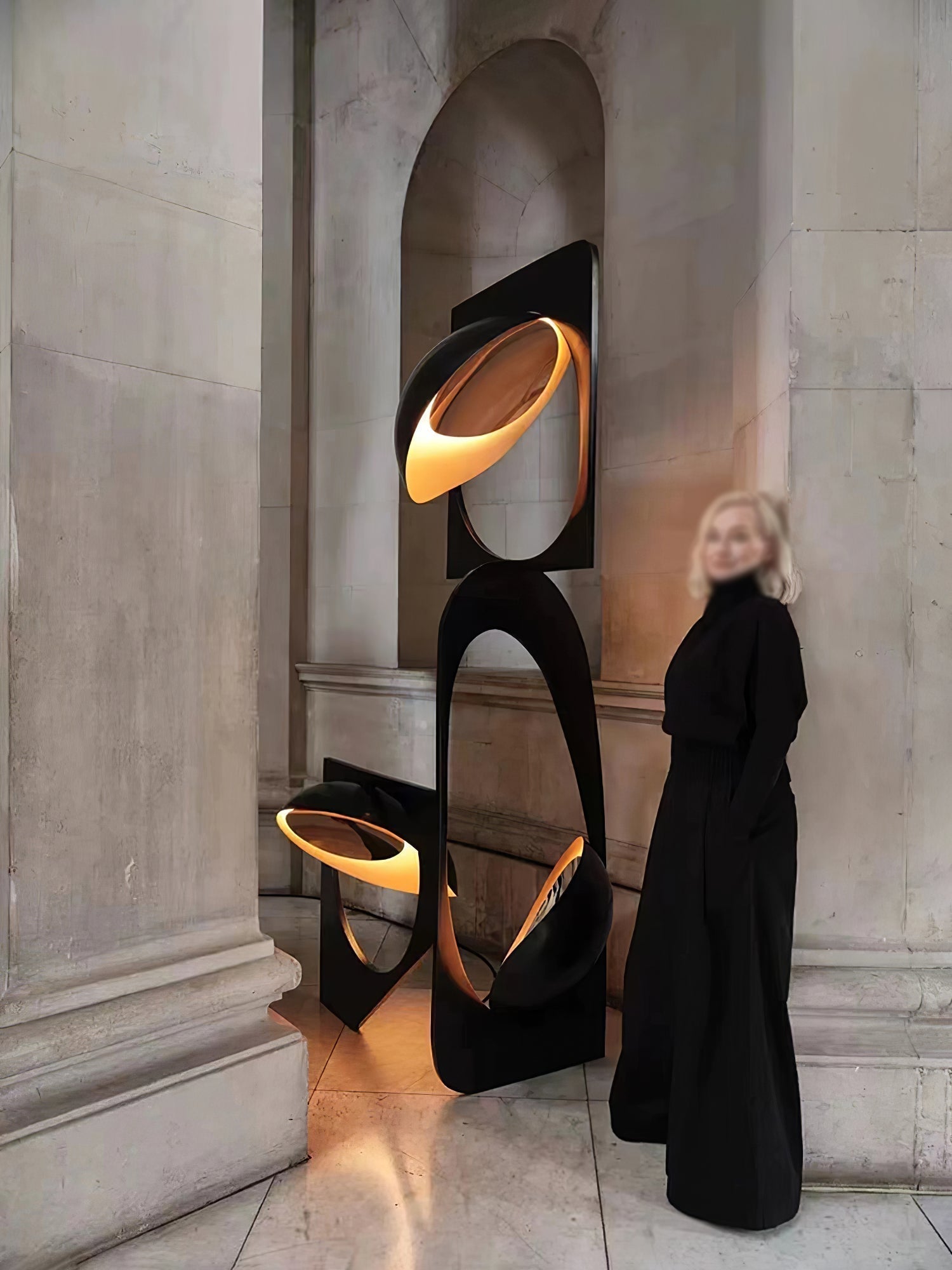 Modern Abstract Geometric LED Sculpture Floor Lamp Artistic Standing Light for Living Room