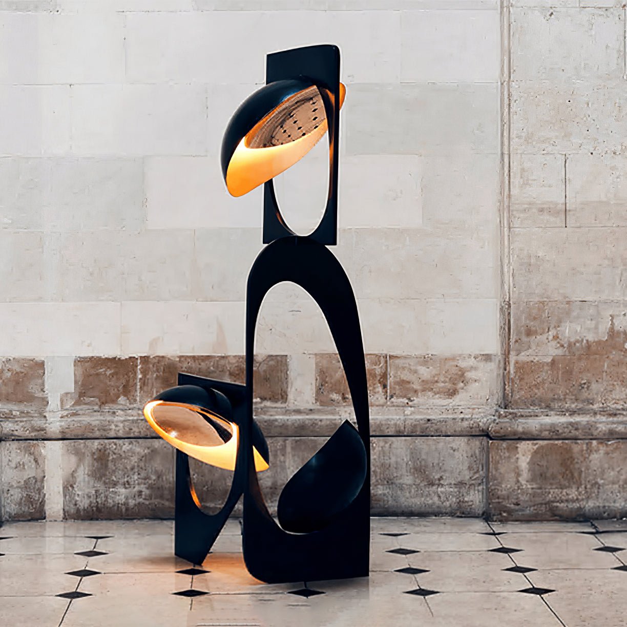 Modern Abstract Geometric LED Sculpture Floor Lamp Artistic Standing Light for Living Room