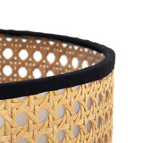 Modern Bamboo Table Lamp with Black Geometric Trim for Bedroom and Office Lighting
