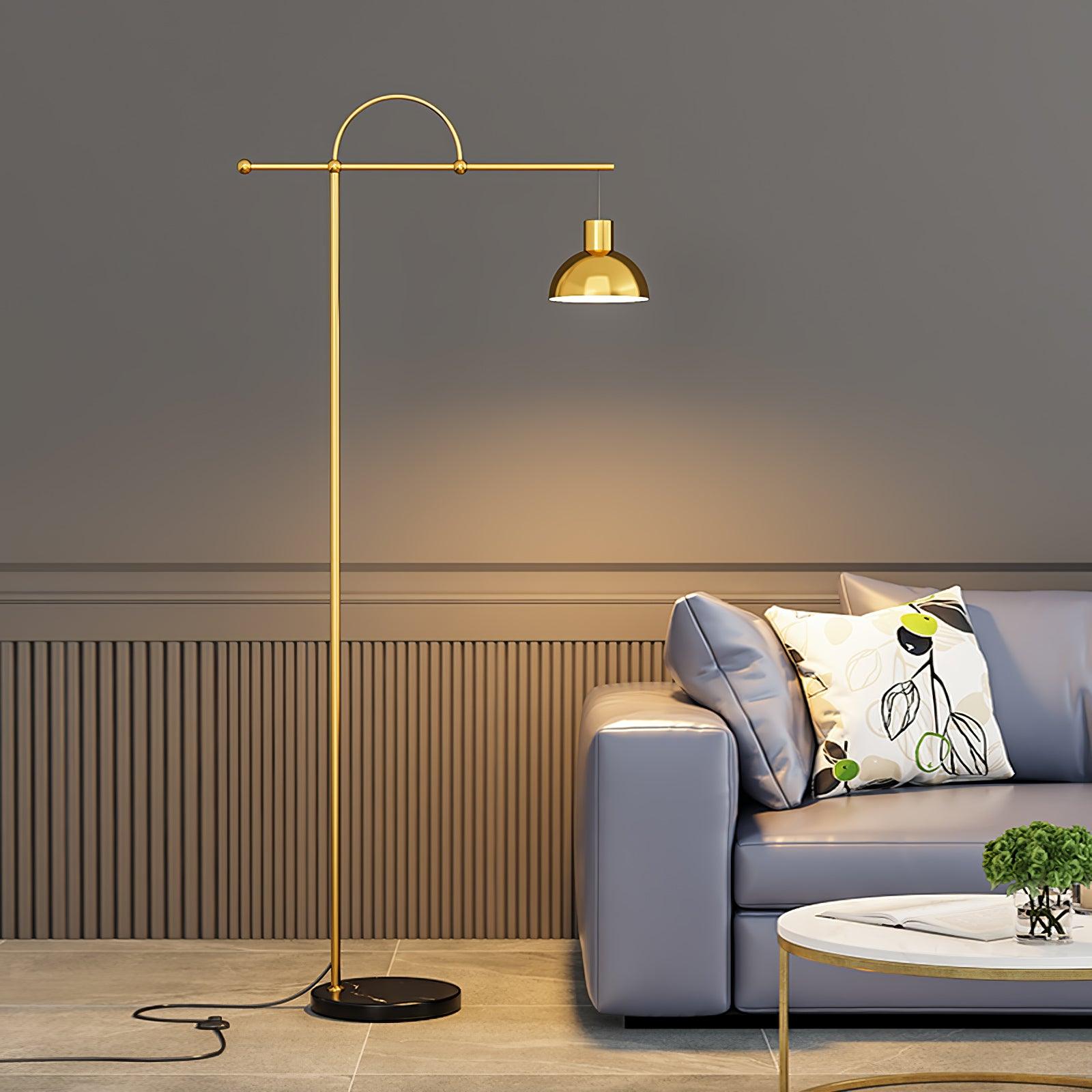 Nidal Modern Metal Standing Floor Lamp with Elegant Marble Base and Minimalist Design