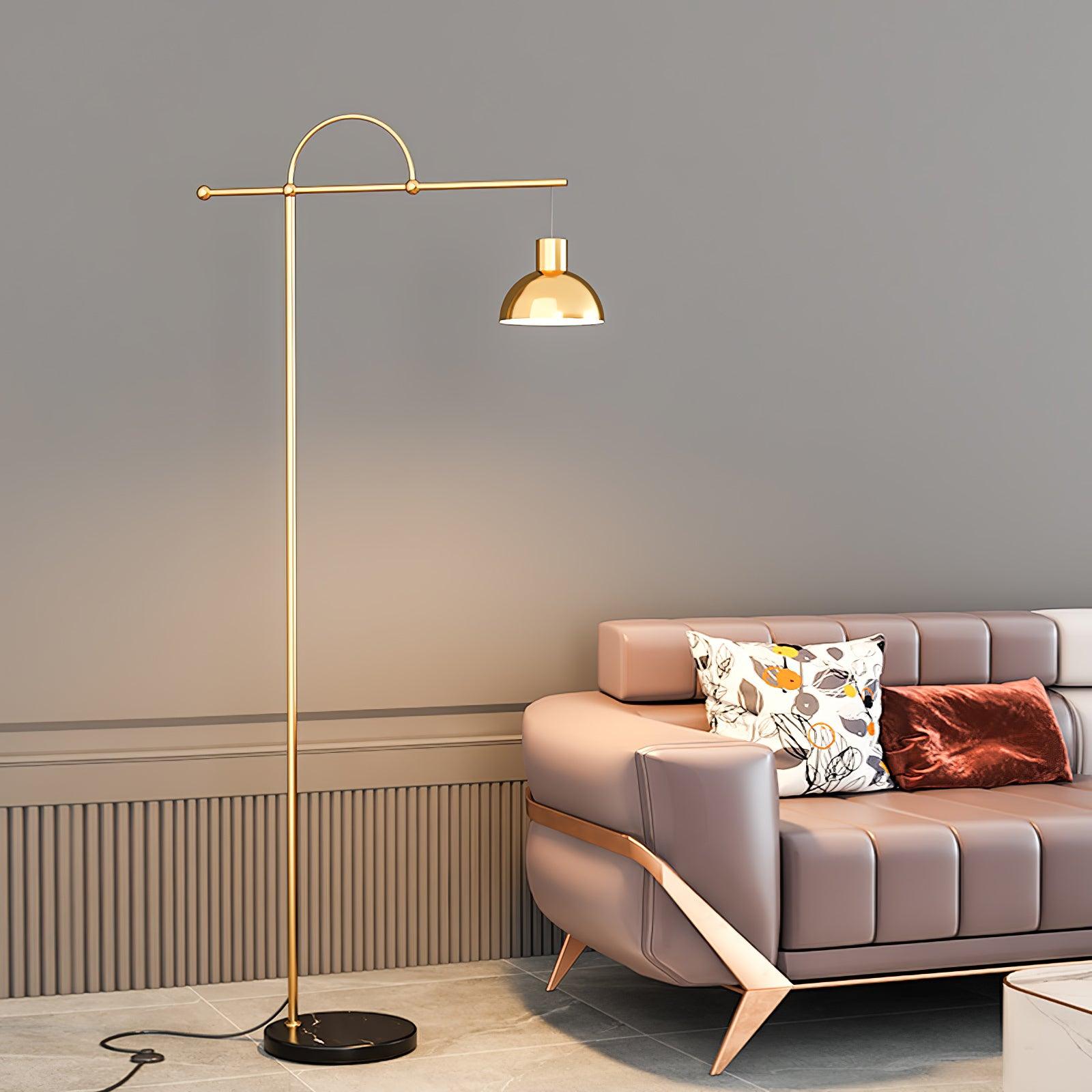 Nidal Modern Metal Standing Floor Lamp with Elegant Marble Base and Minimalist Design