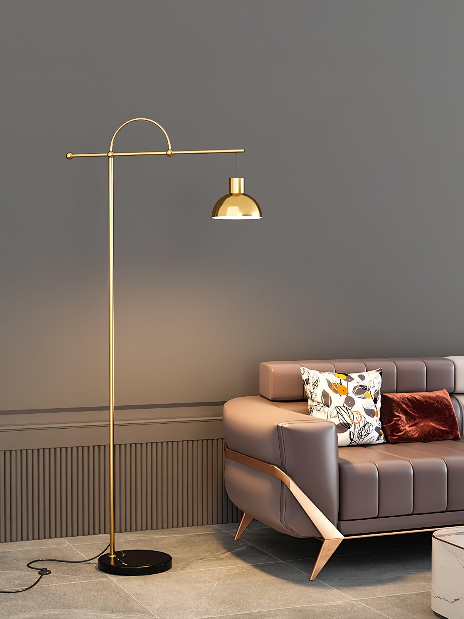 Nidal Modern Metal Standing Floor Lamp with Elegant Marble Base and Minimalist Design