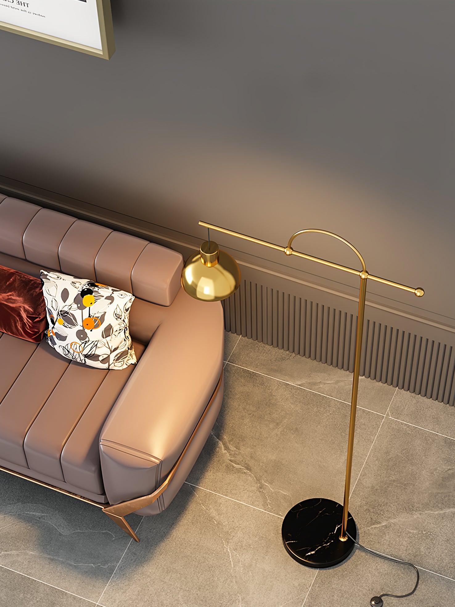 Nidal Modern Metal Standing Floor Lamp with Elegant Marble Base and Minimalist Design
