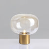 Modern Mushroom Glass Table Lamp with Gold Metal Base and Smoked Glass Shade