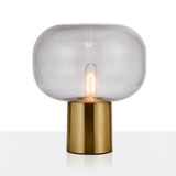 Modern Mushroom Glass Table Lamp with Gold Metal Base and Smoked Glass Shade