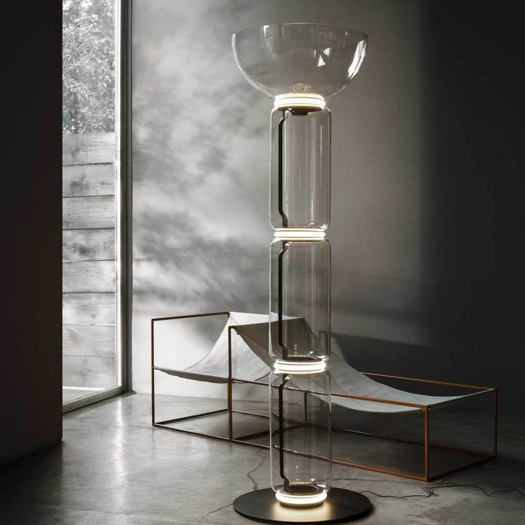 Modern Hand Blown Glass Modular Floor Lamp for Living Room with Integrated LED Lighting