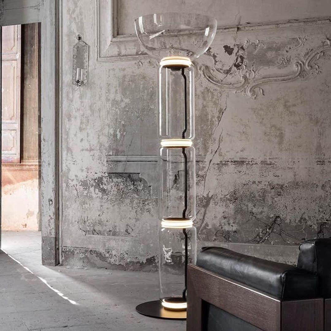 Modern Hand Blown Glass Modular Floor Lamp for Living Room with Integrated LED Lighting