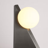 Modern Geometric Stainless Steel Table Lamp with Globe Glass Shade for Bedside and Desk