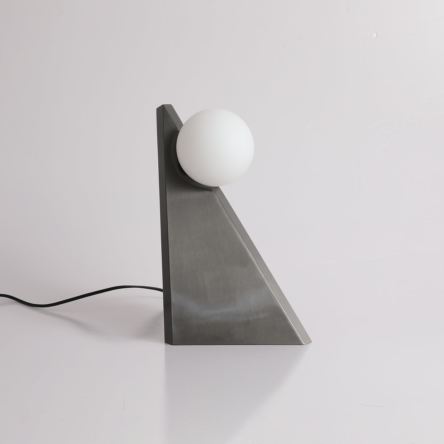 Modern Geometric Stainless Steel Table Lamp with Globe Glass Shade for Bedside and Desk