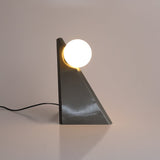 Modern Geometric Stainless Steel Table Lamp with Globe Glass Shade for Bedside and Desk
