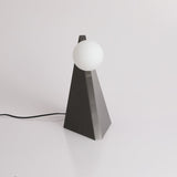 Modern Geometric Stainless Steel Table Lamp with Globe Glass Shade for Bedside and Desk
