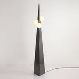 Geometric Stainless Steel Floor Lamp with Spherical Glass Shade in Black Finish
