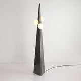 Geometric Stainless Steel Floor Lamp with Spherical Glass Shade in Black Finish