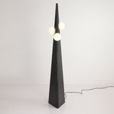 Geometric Stainless Steel Floor Lamp with Spherical Glass Shade in Black Finish
