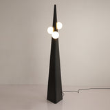 Geometric Stainless Steel Floor Lamp with Spherical Glass Shade in Black Finish