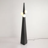 Geometric Stainless Steel Floor Lamp with Spherical Glass Shade in Black Finish