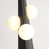 Geometric Stainless Steel Floor Lamp with Spherical Glass Shade in Black Finish