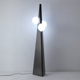 Geometric Stainless Steel Floor Lamp with Spherical Glass Shade in Black Finish