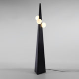Geometric Stainless Steel Floor Lamp with Spherical Glass Shade in Black Finish
