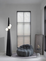 Geometric Stainless Steel Floor Lamp with Spherical Glass Shade in Black Finish
