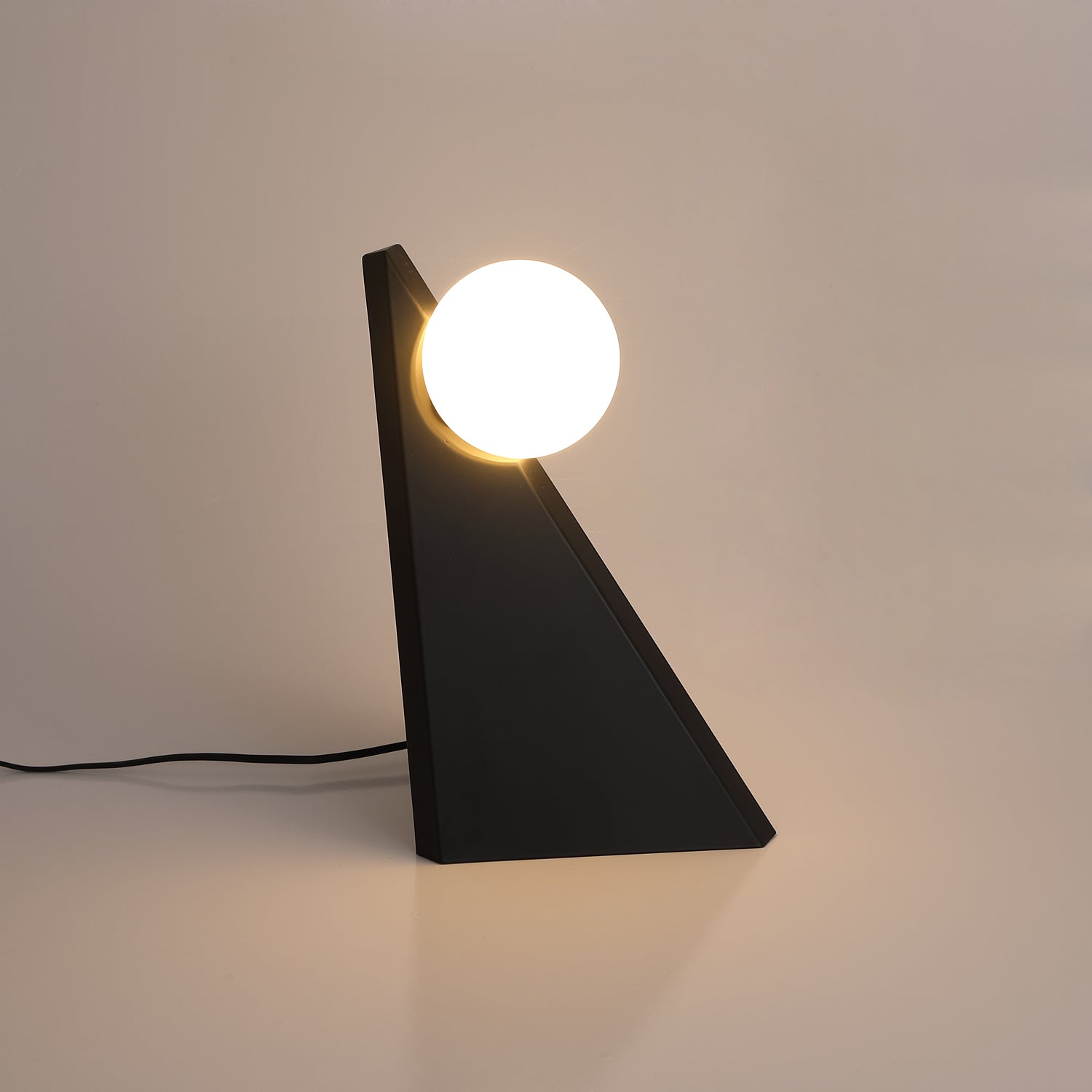 Modern Geometric Stainless Steel Table Lamp with Globe Glass Shade for Bedside and Desk