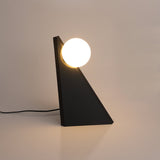Modern Geometric Stainless Steel Table Lamp with Globe Glass Shade for Bedside and Desk