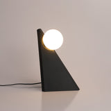 Modern Geometric Stainless Steel Table Lamp with Globe Glass Shade for Bedside and Desk