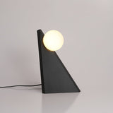 Modern Geometric Stainless Steel Table Lamp with Globe Glass Shade for Bedside and Desk