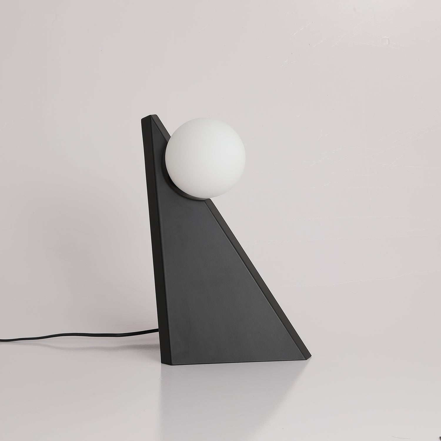 Modern Geometric Stainless Steel Table Lamp with Globe Glass Shade for Bedside and Desk
