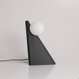 Modern Geometric Stainless Steel Table Lamp with Globe Glass Shade for Bedside and Desk