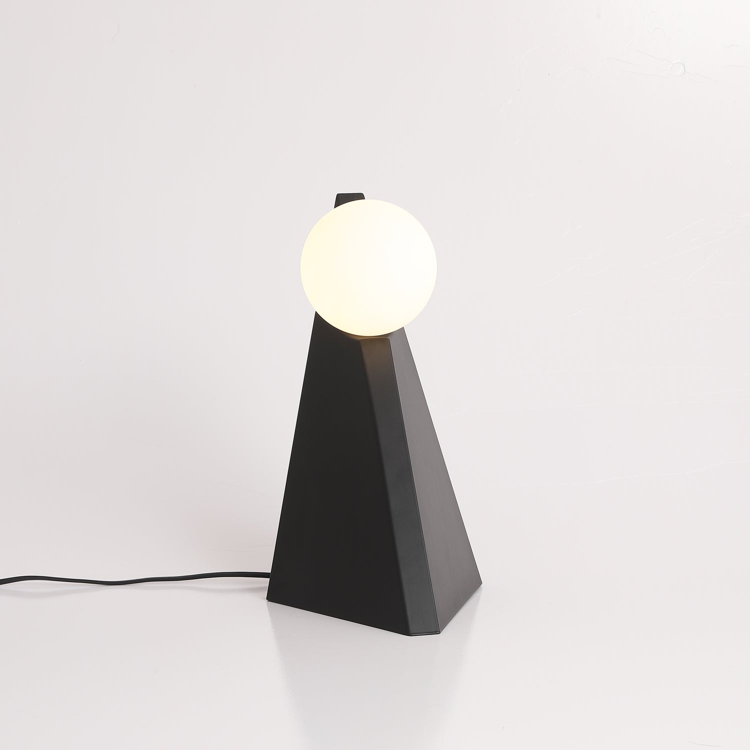 Modern Geometric Stainless Steel Table Lamp with Globe Glass Shade for Bedside and Desk