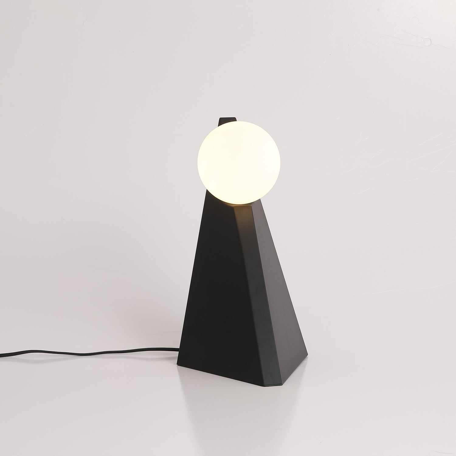 Modern Geometric Stainless Steel Table Lamp with Globe Glass Shade for Bedside and Desk