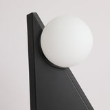 Modern Geometric Stainless Steel Table Lamp with Globe Glass Shade for Bedside and Desk